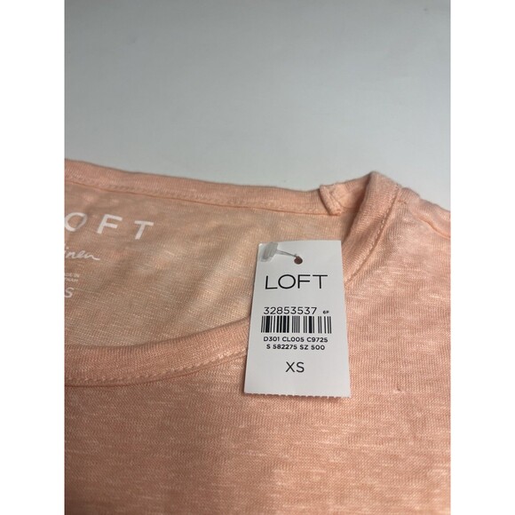 Loft 100% Linen Flutter Sleeve Peachy Pink Pullover Shirt Top Sz XS - Picture 8 of 14